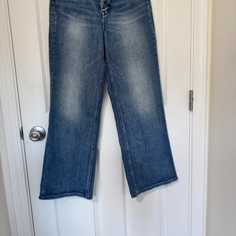 BLANKNYC Chrystie High Rise Button Fly Cropped Wide Leg Jeans Size 28 Retro Y2K - Picture 7 of 10